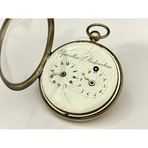 5149 - ESQUISILLON DECHOUDERS: An early 19th Century silver pair cased French pocket watch, enamelled twin ... 