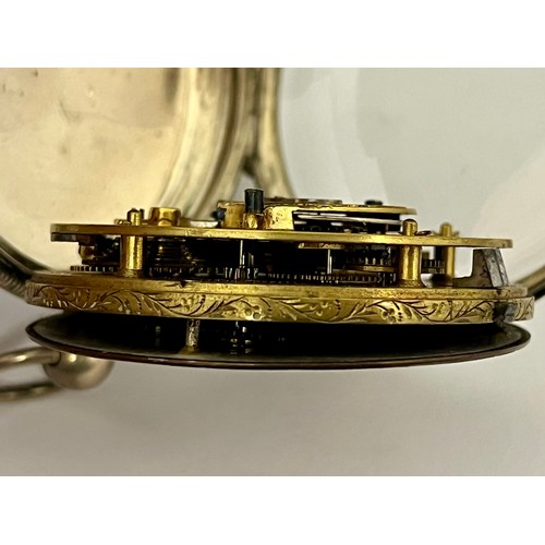 5149 - ESQUISILLON DECHOUDERS: An early 19th Century silver pair cased French pocket watch, enamelled twin ... 