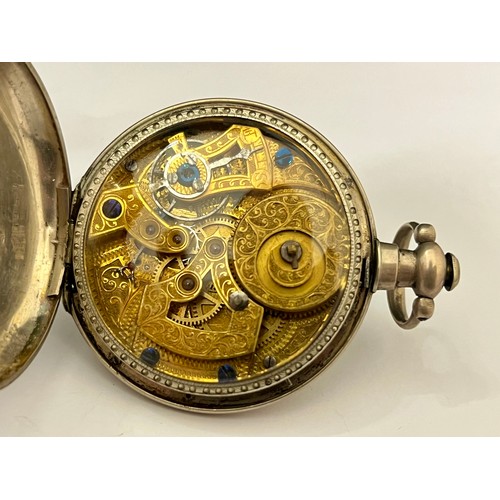 5165 - A 19th Century white metal pocket watch made for the Chinese market, enamelled Roman dial (stained a... 