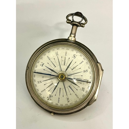 5181 - FRASER OF LONDON: An unusual 19th Century silver cased pocket pedometer and compass, enamelled Roman... 