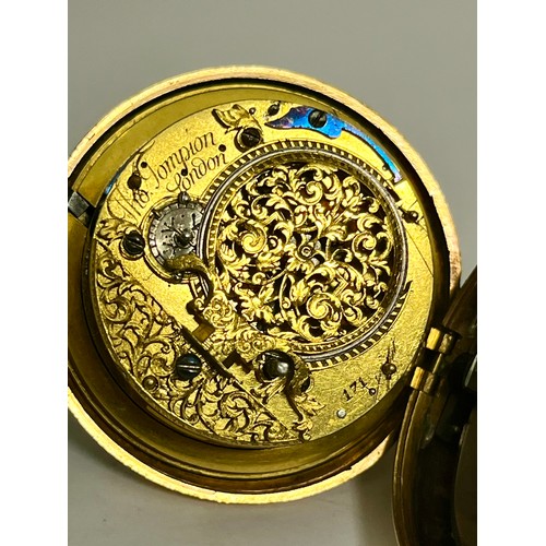 5283 - THOMAS TOMPION (1639-1713): A 17th Century silver gilt pair cased quarter repeating pocket watch by ... 