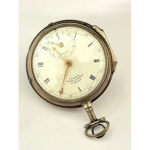 5181 - FRASER OF LONDON: An unusual 19th Century silver cased pocket pedometer and compass, enamelled Roman... 