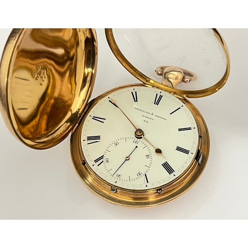 5095 - GRIMALDE & JOHNSON, STRAND, LONDON: A 19th Century 18ct gold full hunter chronometer pocket watch, e... 