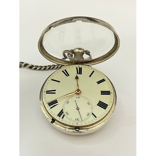 5096 - JOHN WOOD OF LIVERPOOL: A 19th Century silver pair cased chronometer pocket watch, enamelled Roman d... 