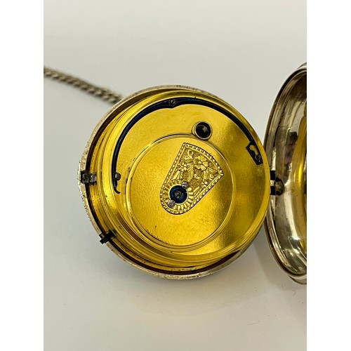 5096 - JOHN WOOD OF LIVERPOOL: A 19th Century silver pair cased chronometer pocket watch, enamelled Roman d... 