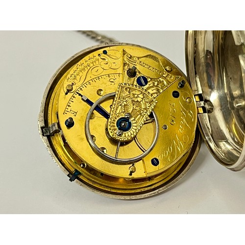 5096 - JOHN WOOD OF LIVERPOOL: A 19th Century silver pair cased chronometer pocket watch, enamelled Roman d... 