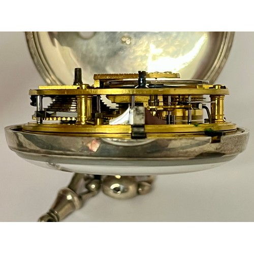 5096 - JOHN WOOD OF LIVERPOOL: A 19th Century silver pair cased chronometer pocket watch, enamelled Roman d... 