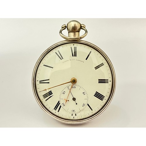 5099 - VINER & CO: A 19th Century silver open-faced chronometer pocket watch, enamelled Roman dial with sub... 