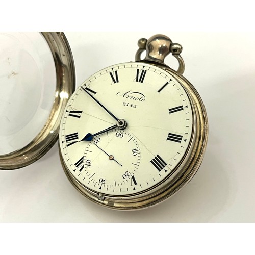 5097 - A 19th Century silver open-faced chronometer pocket watch, enamelled Roman dial (hairlined) with sub... 