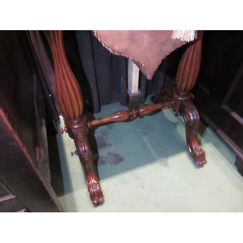 4011 - Circa 1840 an early Victorian rosewood and birdseye maple work table. Hinged top with key, opening t... 