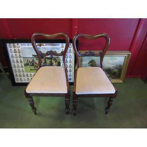 4092 - A set of six Victorian mahogany dining chairs with cream upholstered drop in seats