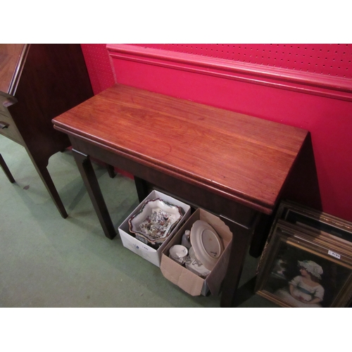 4118 - A George II flame mahogany side/tea table. The hinged fold over top on internal chamfered square leg... 