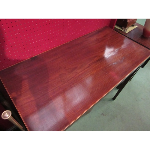 4139 - A George III flame mahogany side/tea table the hinged fold-over top and single frieze drawer on squa... 