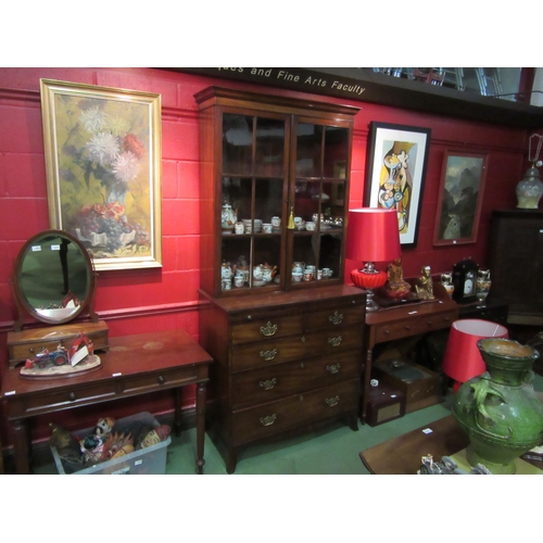 4189 - Circa 1780 a George III mahogany library bookcase on chest the height adjustable, shelves and panel ... 