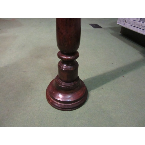 4223 - A circa 1800 fruitwood large pricket stand iron spike over a turned column & circular base, 118cm ta... 