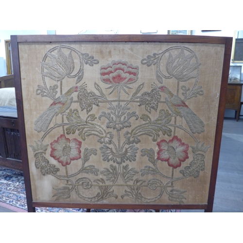 4258 - A 19th Century embroidered panel in mahogany frame, 99cm x 82cm