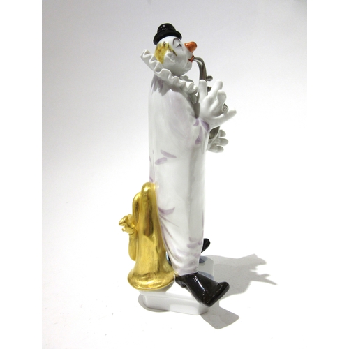 4500 - A Peter Strang (1936-2022) For Meissen 20th Century porcelain figure of a clown playing the saxophon... 