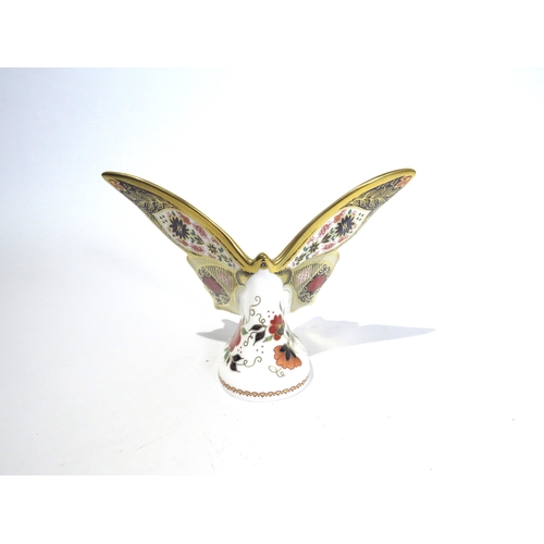 4506 - A Royal Crown Derby paperweight Old Imari solid gold band Butterfly, gold stopper, boxed 10.5cm tall