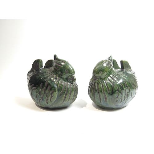 4508 - A pair of Japanese ceramic Mandarin Duck screen holders, 12cm x 14cm