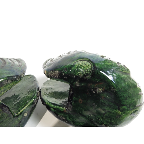 4508 - A pair of Japanese ceramic Mandarin Duck screen holders, 12cm x 14cm