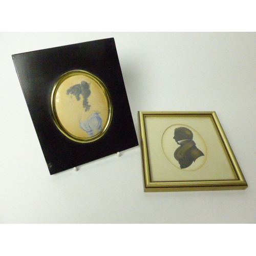 4511 - A 19th Century silhouette of Henry Wilks Rippon born in Stanhope and a miniature watercolour of Hann... 