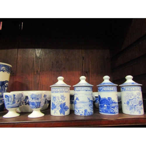 4186 - A set of eight 'The Spode Blue Room Collections' lidded Spice jars, assorted set of eight egg cups, ... 