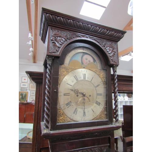 8002 - JOSEPH BATTY (1752-1807) of Halifax eight day longcase clock with moon phase and calendar, ornate di... 