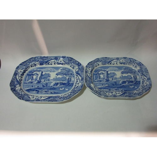 4348 - Eight Spode 'Italian' pattern meat platters, one 36cm long, four 31cm long and three 20cm long