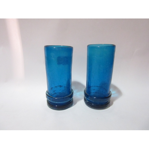 4358 - A pair of Iranian blue glass vases and larger bulbous vase (3)