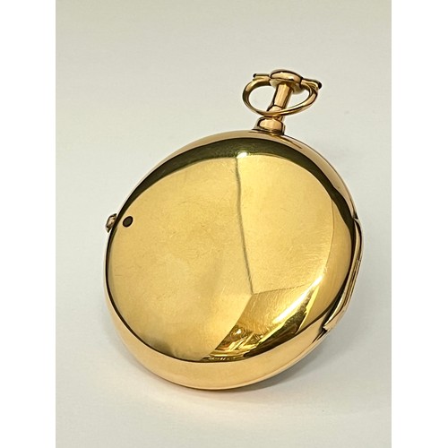 5065 - DUTTON (JR.) OF LONDON: A late 18th / early 19th Century gold pair cased open-faced pocket watch, en... 