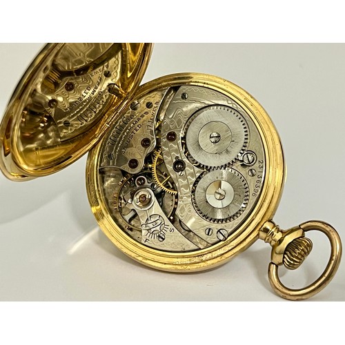 5082 - WALTHAM USA: An early 20th Century Deco 18k gold keyless wind open-faced pocket watch by Waltham USA... 