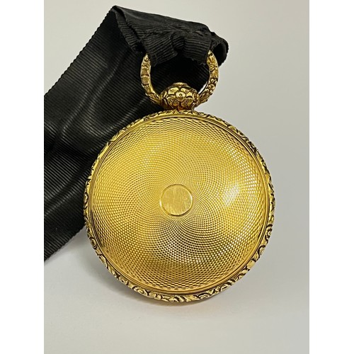 5041 - An early 19th Century 18ct gold Massey style open-faced pocket watch, engraved Roman numerated gilt ... 