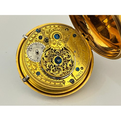 5062 - JOHN ARNOLD OF LONDON: An early 19th Century gilt metal pair cased pocket watch, enamel dial signed ... 