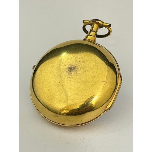 5062 - JOHN ARNOLD OF LONDON: An early 19th Century gilt metal pair cased pocket watch, enamel dial signed ... 