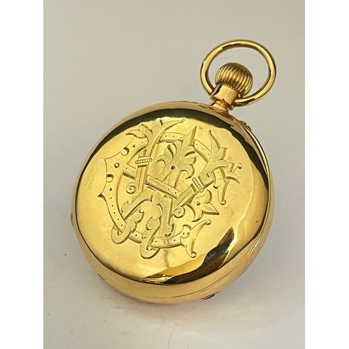 5053 - H.M. EMMANUEL & SON: A late 19th / early 20th Century 18ct gold open-faced pocket watch, enamel dial... 