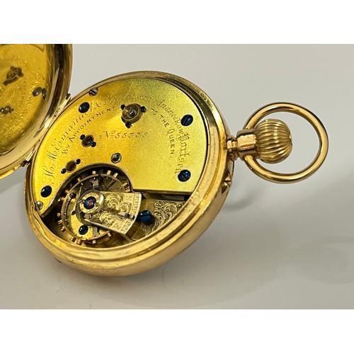 5053 - H.M. EMMANUEL & SON: A late 19th / early 20th Century 18ct gold open-faced pocket watch, enamel dial... 