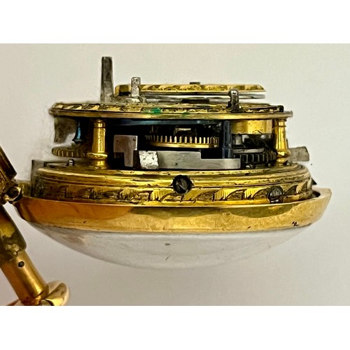 5057 - SIGNED PET (Peter?) KINSEY, LONDON: A gold finely pierced pair cased repeating pocket watch, enamel ... 