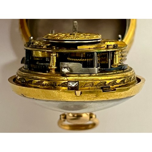 5057 - SIGNED PET (Peter?) KINSEY, LONDON: A gold finely pierced pair cased repeating pocket watch, enamel ... 