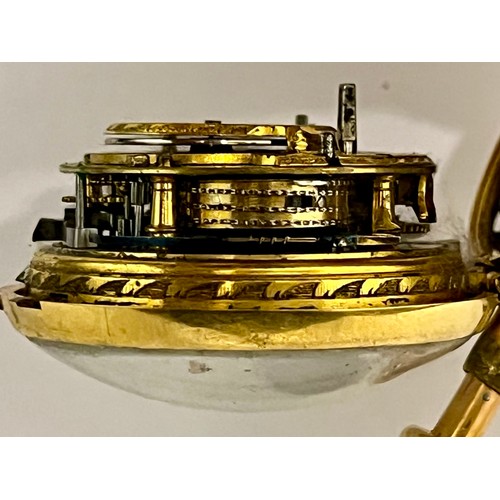 5057 - SIGNED PET (Peter?) KINSEY, LONDON: A gold finely pierced pair cased repeating pocket watch, enamel ... 