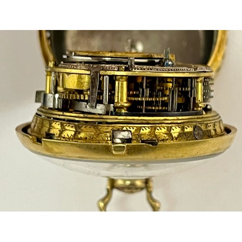 5059 - BOWLY OF LONDON: A gilt pair cased repeating pocket watch, enamel dial with Roman numerals (a/f) and... 