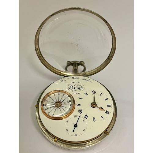 5150 - BENJAMIN WEBB OF LONDON: A 19th Century silver pair cased combined pocket watch and compass by Benja... 