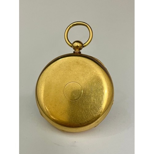 5030 - DANIEL BURLINGHAM: A late 19th / early 20th Century 18ct gold open-faced pocket watch, white enamel ... 