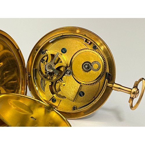 5028 - GREGSON HOR DU ROY A PARIS: A 19th Century French gold open-faced pocket watch, the case with fancy ... 