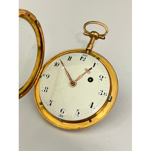 5026 - GREGSON HOR DU ROY A PARIS: A 19th Century French gold open-faced pocket watch, the case framed with... 