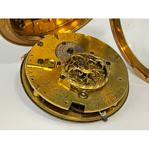 5026 - GREGSON HOR DU ROY A PARIS: A 19th Century French gold open-faced pocket watch, the case framed with... 