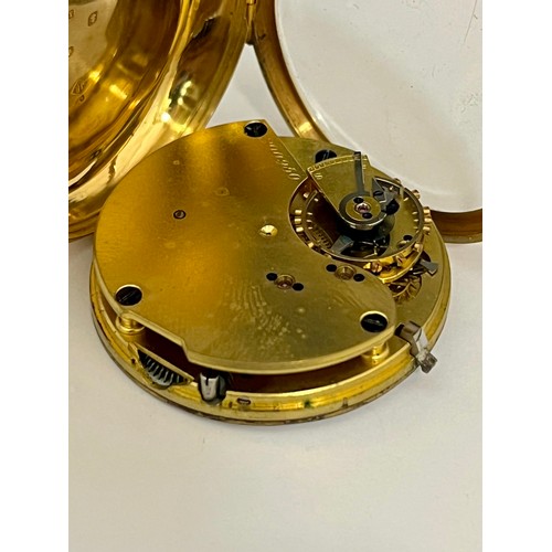 5076 - A circa 1900 18ct gold open-faced keyless wind pocket watch, white enamel dial with Roman numerals (... 