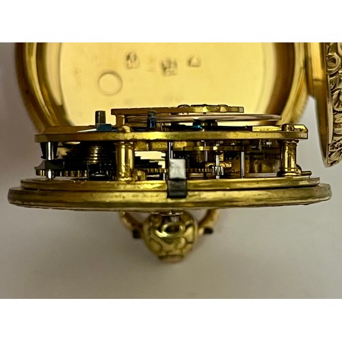 5046 - VALE & ROTHERHAM OF COVENTRY: A circa 1820 18ct gold open-faced pocket watch, gilt Roman numerated e... 