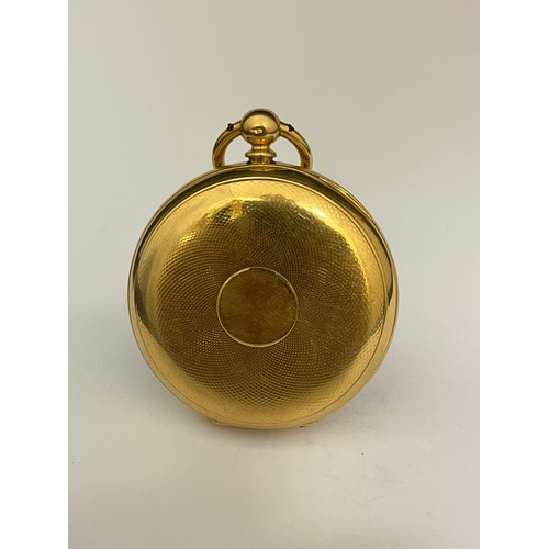 5039 - AMERICAN WATCH CO: An early 20th Century 18ct gold open-faced pocket watch, enamel dial with Roman n... 