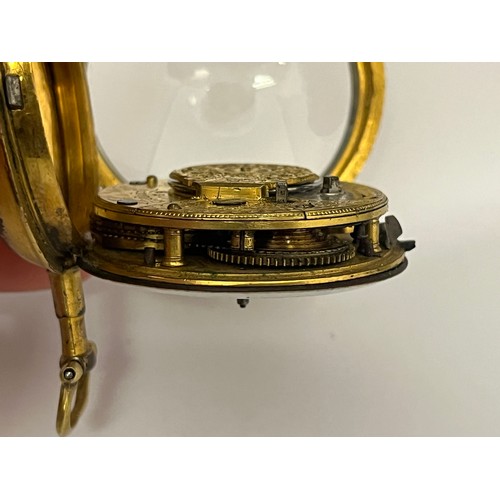 5064 - JOHN WILLIAMS OF SHOREDITCH: An early 19th Century gilt cased open-faced pocket watch, enamel dial w... 