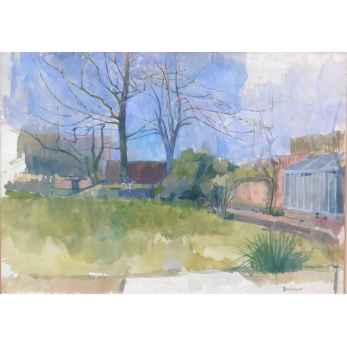 6066 - BRUER TIDMAN (1939-2024) A framed and glazed early watercolour, c1960's, depicting a garden. Signed ... 